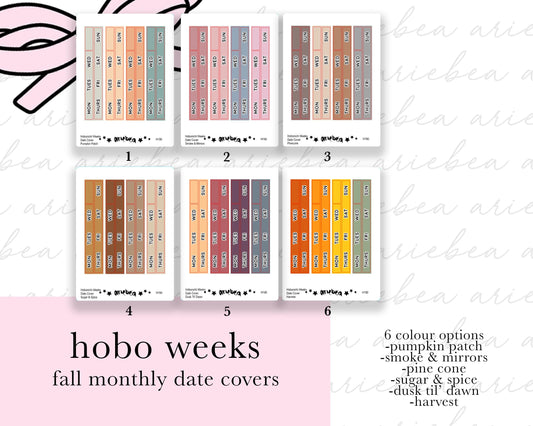 NEW FALL MONTHLY Hobonichi Weeks Date Cover Planner Stickers