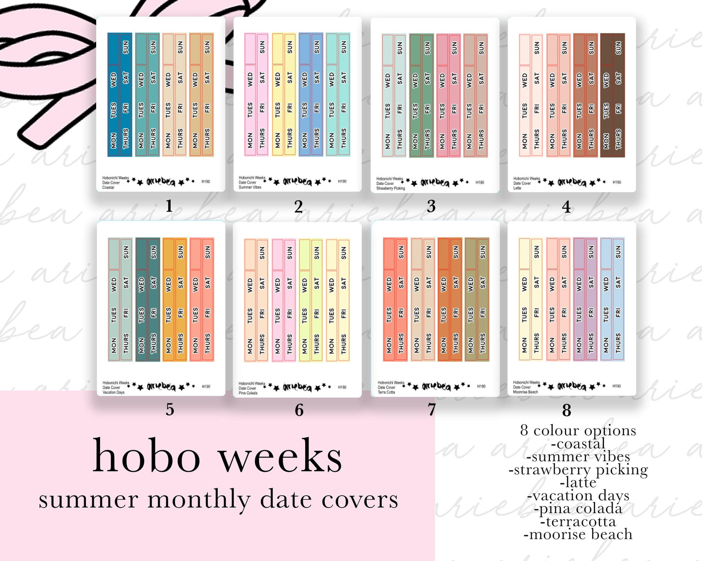 NEW SUMMER MONTHLY Hobonichi Weeks Date Cover Planner Stickers