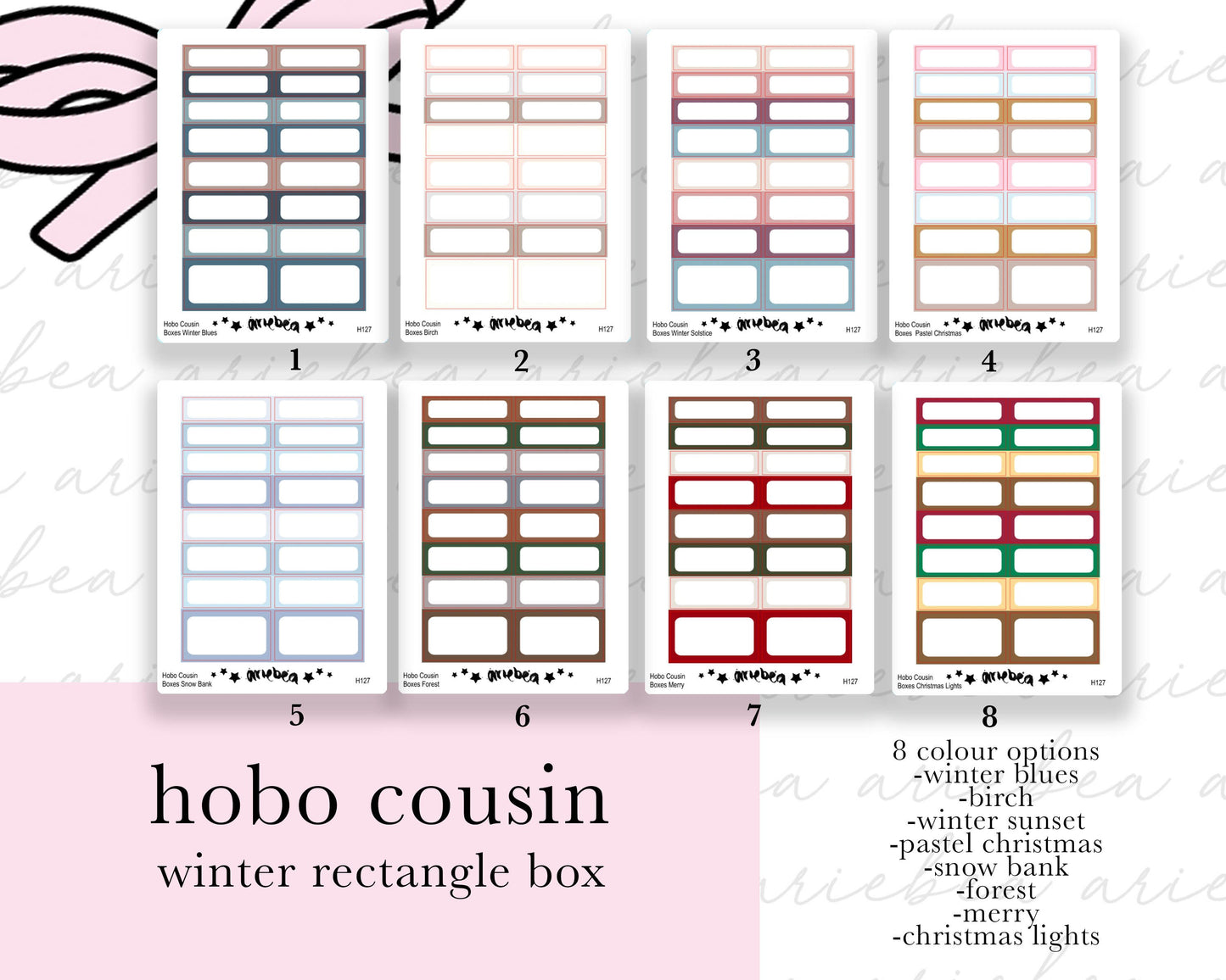 Winter Hobonichi Cousin Box Rectangle Planner Stickers