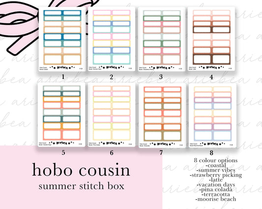 Summer Stitch Hobonichi Cousin Box Rectangle Planner Stickers