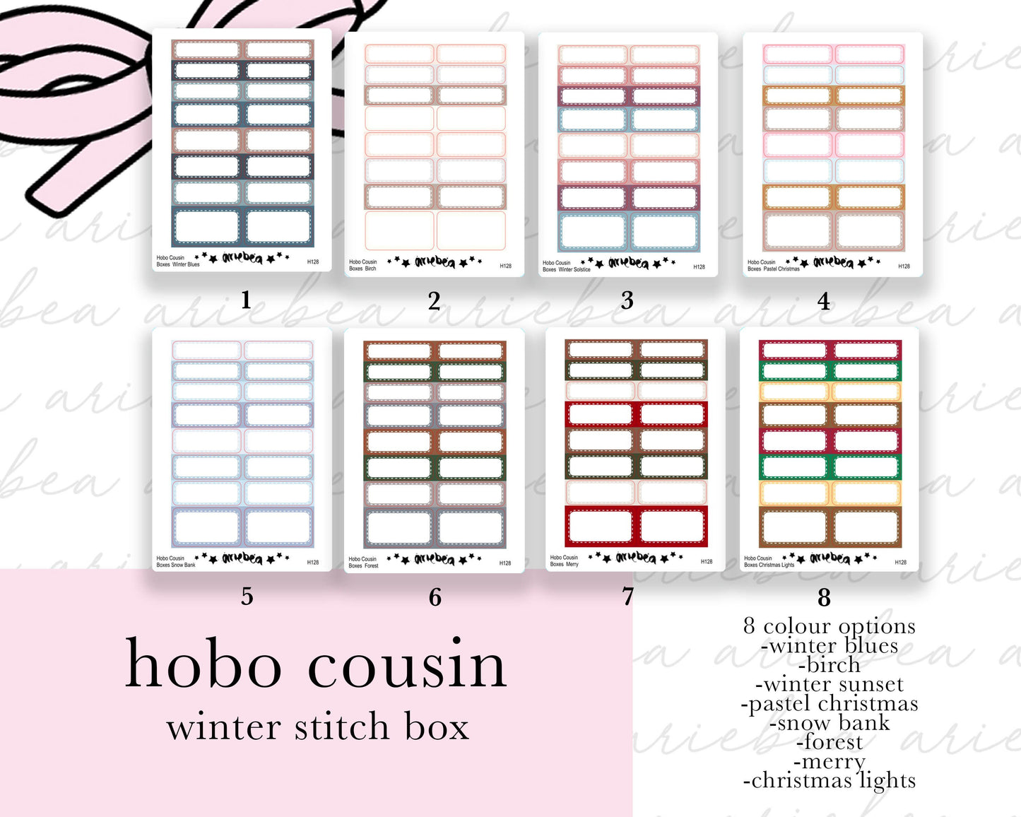 Winter Stitch Hobonichi Cousin Box Rectangle Planner Stickers