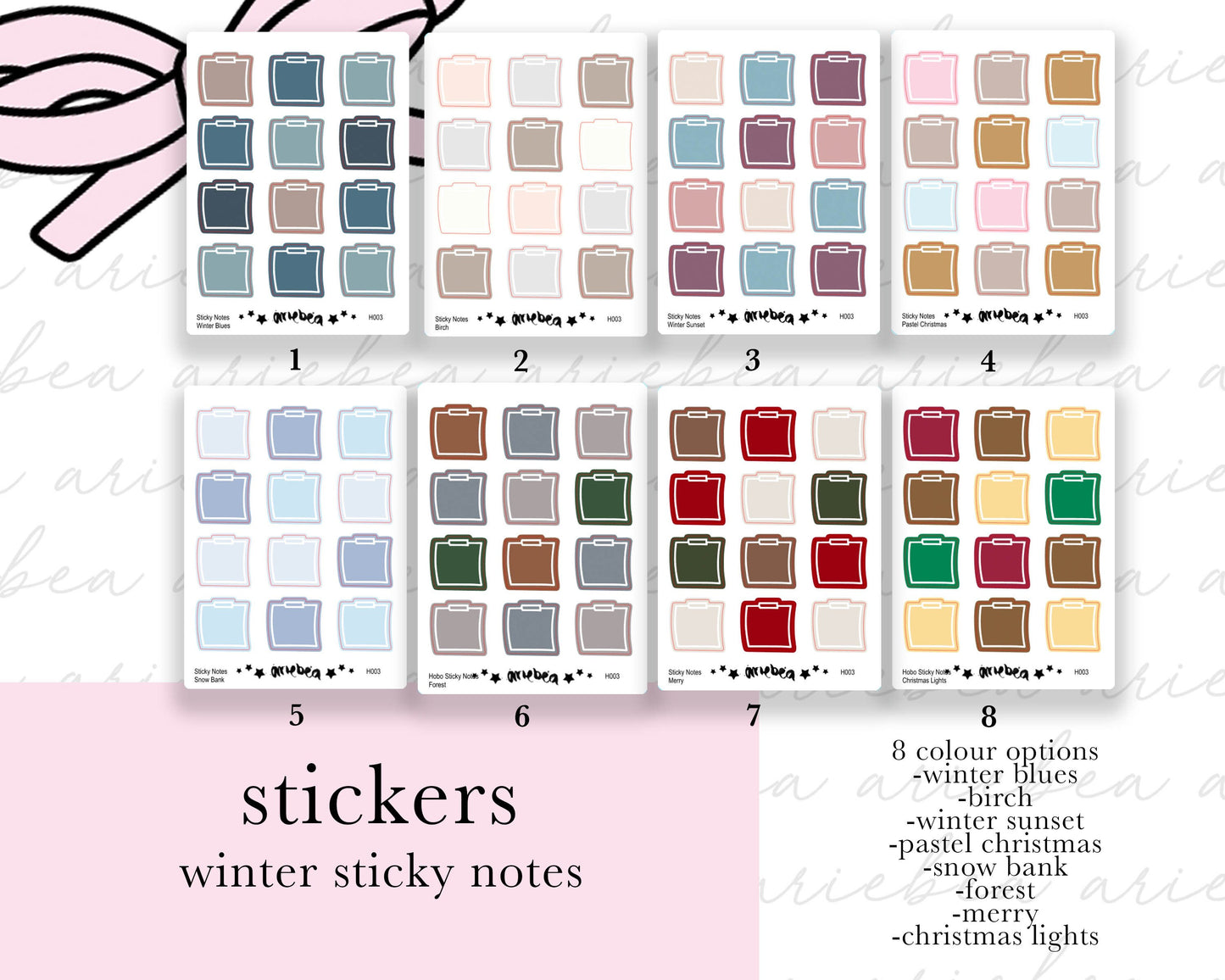 Winter Hobonichi Sticky Note Functional Box Planner Stickers